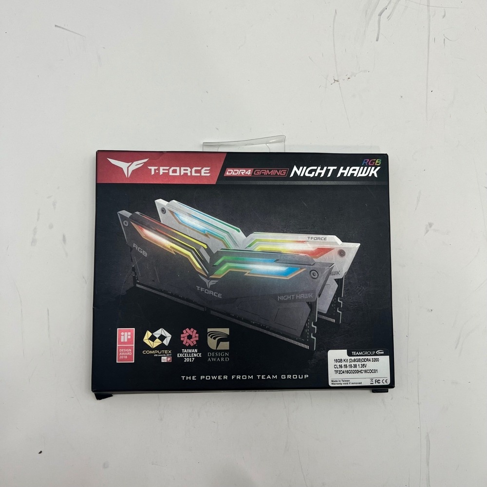 TeamGroup T-Force Night Hawk RGB DDR4 16GB 3200MHz RAM (2 x 8GB) CL-16-18-18-38